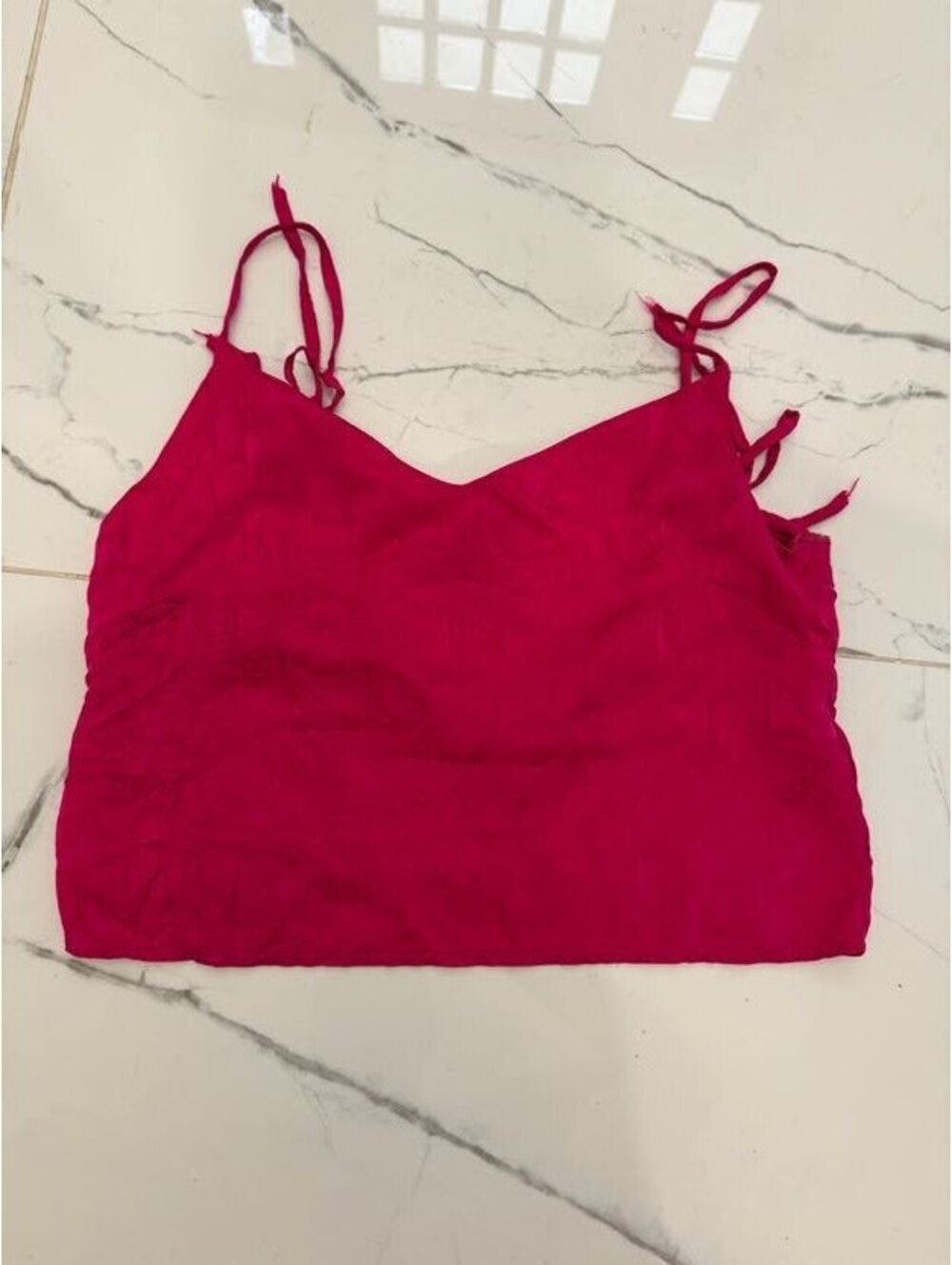 Reformation Pink Tie Strap Cami Top S/M Flawed